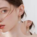 wholesale 14K Gold Teardrop Moonstone Threader Earrings for Women - Elegant Long Dangle s for Mothers' Day or Birthdays-0-2