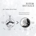 wholesale 925 Sterling Silver 925 Bat on Tree Branch Circle Pendant Necklace for Women and Girls Gift-0-3