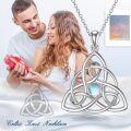 TOUPOP Sterling Silver Moonstone Celtic Knot Necklace Luck Irish Pendant Jewelry-0-4