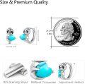 wholesale 925 Sterling Silver Turquoise Heart Sloth Huggie Hoop Earrings for Women and Teenage Girls-0-1
