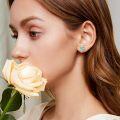 wholesale  Sterling Silver Opal Heart Stud Earrings for Women Minimalist Fashion -0-4