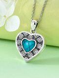 wholesale 925 Sterling Silver Natural Turquoise Heart Shape Pendant Necklace for Women-0-1