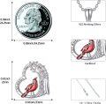 wholesale 925 Sterling Silver Red Cardinal Tree of Life Heart Pendant Necklace-0-5
