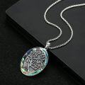 wholesale 925 Sterling Silver Abalone Shell Tree of Life Oval Pendant Necklace s for Women-0-4