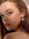 wholesale 925 Sterling Silver Girl With Dog Moonstone Two Tone Drop Earrings-0-3