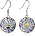 wholesale TOUPOP Bee Sunflower Earrings Sterling Silver Crystal Dangle Drop Earrings Bee Gifts For Women Christmas Birthday Jewelry For Women -0-0