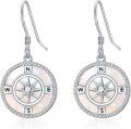 wholesale TOUPOP 925 Sterling Silver Compass Dangle Earrings For Women Turquoise/opal Jewelry Birthday Gifts For Her Wife Girlfriend -0-0