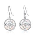 TOUPOP Sterling Silver Turquoise Opal Compass Dangle Earrings-0-0