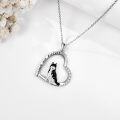 wholesale 925 Sterling Silver Black Wolf Heart Pendant Necklace Gifts for Women-0-4