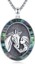 wholesale 925 Sterling Silver Horse & Girl Pendant Necklace for Women Gifts-0-0
