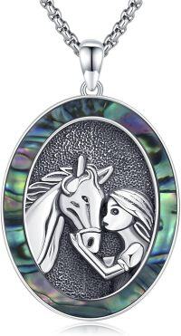 wholesale 925 Sterling Silver Horse & Girl Pendant Necklace for Women Gifts-Horse-2