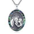 wholesale 925 Sterling Silver Horse & Girl Pendant Necklace for Women Gifts-0-0