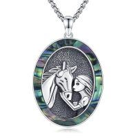 wholesale 925 Sterling Silver Horse & Girl Pendant Necklace for Women Gifts-Horse-2