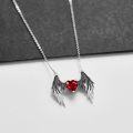 wholesale 925 Sterling Silver Red Heart Winged Guardian Angel Locket Necklace for Women and Girls' Gifts-0-1