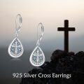 wholesale 925 Sterling Silver Teardrop Abalone Shell Cross Drop Earrings for Women Gift-0-5
