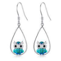 wholesale 925 Sterling Silver Teardrop Owl Earrings-Owl