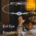 wholesale 925 Sterling Silver Blue Crystal Evil Eye Chain Link Bracelet for Women-0-1
