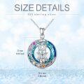 wholesale 925 Sterling Silver Rainbow Quartz Triple Moon Goddess Hamsa Hand Pendant Necklace-0-4