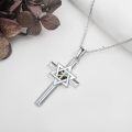 wholesale 925 Sterling Silver Star of David Cross Pendant Necklace Judaic Christian Jewelry with Abalone Shell Inlay and Chain 36 Length-0-2