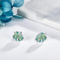 wholesale 925 Sterling Silver Tropical Leaf Stud Earrings Green Enamel Fashion s for Women and Girls-0-3