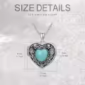 wholesale 925 Sterling Silver Turquoise Heart Shaped Pendant Necklaces Wholesale with Rose Pattern and Chain for Women -0-5