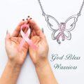 wholesale 925 Sterling Silver Pink Ribbon & Butterfly Dragonfly Cross Pendant Necklace for Breast Cancer Awareness Survivors Gift-0-1