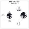 wholesale 925 Sterling Silver Black Enamel Drop Earrings Wholesale With Filigree Design-0-3