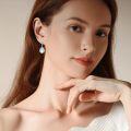 wholesale 925 Sterling Silver Teardrop Moonstone Floral Drop Earrings for Women and Girls-0-4