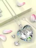 TOUPOP Sterling Silver Heart Urn Necklace For Ashes, Couple Memorial Keepsake Jewelry-0-2