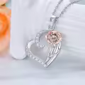 wholesale 925 Sterling Silver Rose Birthstone Heart Pendant Necklaces Wholesale for Women Wife Mom Lover s-0-2