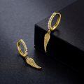 wholesale Gold 925 Sterling Silver Angel Wing Feather Cross Dangle Drop Earrings for Women Men 925 Fine Jewelry Minimalist Gift Idea-0-1