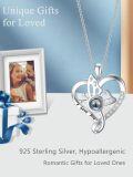 wholesale 925 Sterling Silver 925 Butterfly Heart I Love You Projection Pendant Necklace - Romantic Gift for Women-0-1