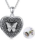 wholesale 925 Sterling Silver Butterfly & Flowers Photo Locket Pendant with Chain - Holds Pictures Inside for Women Girls -0-0