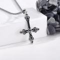 wholesale 925 Sterling Silver Black Gothic Inverted Cross Pendant with Pentagram Charm Necklace for Women-0-2