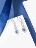 wholesale 925 Sterling Silver Blue Sapphire & Cubic Zirconia Butterfly Drop Earrings-0-3