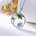 wholesale 925 Sterling Silver Opal Sea Turtle & Palm Tree Necklace for Women-0-2
