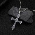 wholesale 925 Sterling Silver Filigree Cross Pendant Necklace with Black Onyx Gemstone for Men & Women-0-2