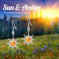 wholesale 925 Sterling Silver Starburst Orange Stone Dangle Earrings - Sunlight Inspired s-0-5