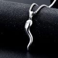 wholesale 925 Sterling Silver Curved Wolf Claw Horn Pendant Necklace Platinum Plated-0-2