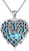 wholesale 925 Sterling Silver Heart Turquoise Stone Celtic Knot Pendant Necklace-0-0