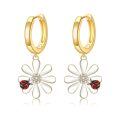wholesale 925 Sterling Silver Daisy Flower Drop Earrings Wholesale With Ladybug Charm-0-0