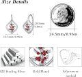 wholesale 925 Sterling Silver Red Crystal Holly Leaf Leverback Earrings for Women & Girls - Mothers Day Gift-0-4