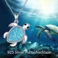 wholesale 925 Sterling Silver Turtle Blue Stone Pendant Necklace-0-4