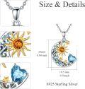 wholesale Sterling Silver Simulated Birthstone Sun Moon Star Pendant Necklace-0-3