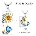 wholesale 925 Sterling Silver Crescent Moon Pendant Necklace Wholesale With Heart And Sun Design-0-3