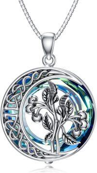 wholesale TOUPOP Cherry Necklaces For Women Cherry Jewelry Dainty Moon Flower Jewelry S925 Sterling Silver With Blue Crystal Birthday Gifts For Women -undefined