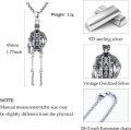 wholesale 925 Sterling Silver Halloween Punk Skull Skeleton Pendant Chain Necklace for Men Women  47cm Length-0-5
