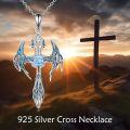 wholesale 925 Sterling Silver Blue Abalone Shell Celtic Cross Pendant Necklace for Women Girls Christian  Ideas 43mm Length Chain-0-2