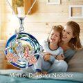 wholesale 925 Sterling Silver Blue Crystal Mother & Child Pendant with Pink Roses - Perfect Gift for Mom-0-2