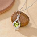 wholesale White Gold Plated Silver & August Birthstone 1.5cttw Infinity Heart Necklace with Moissanite, Adjustable Chain, Gift Box-0-2